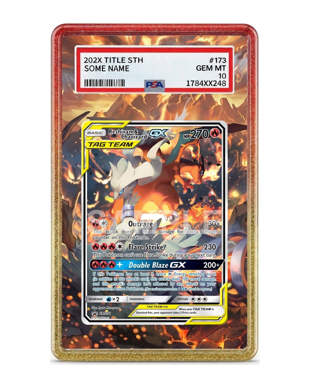 Reshiram & Charizard GX #SM201 Extended Art Case