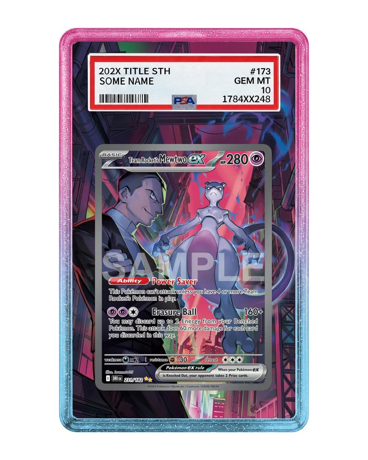 Team Rocket's Mewtwo ex #231 Destined Rivals Extended Art Case