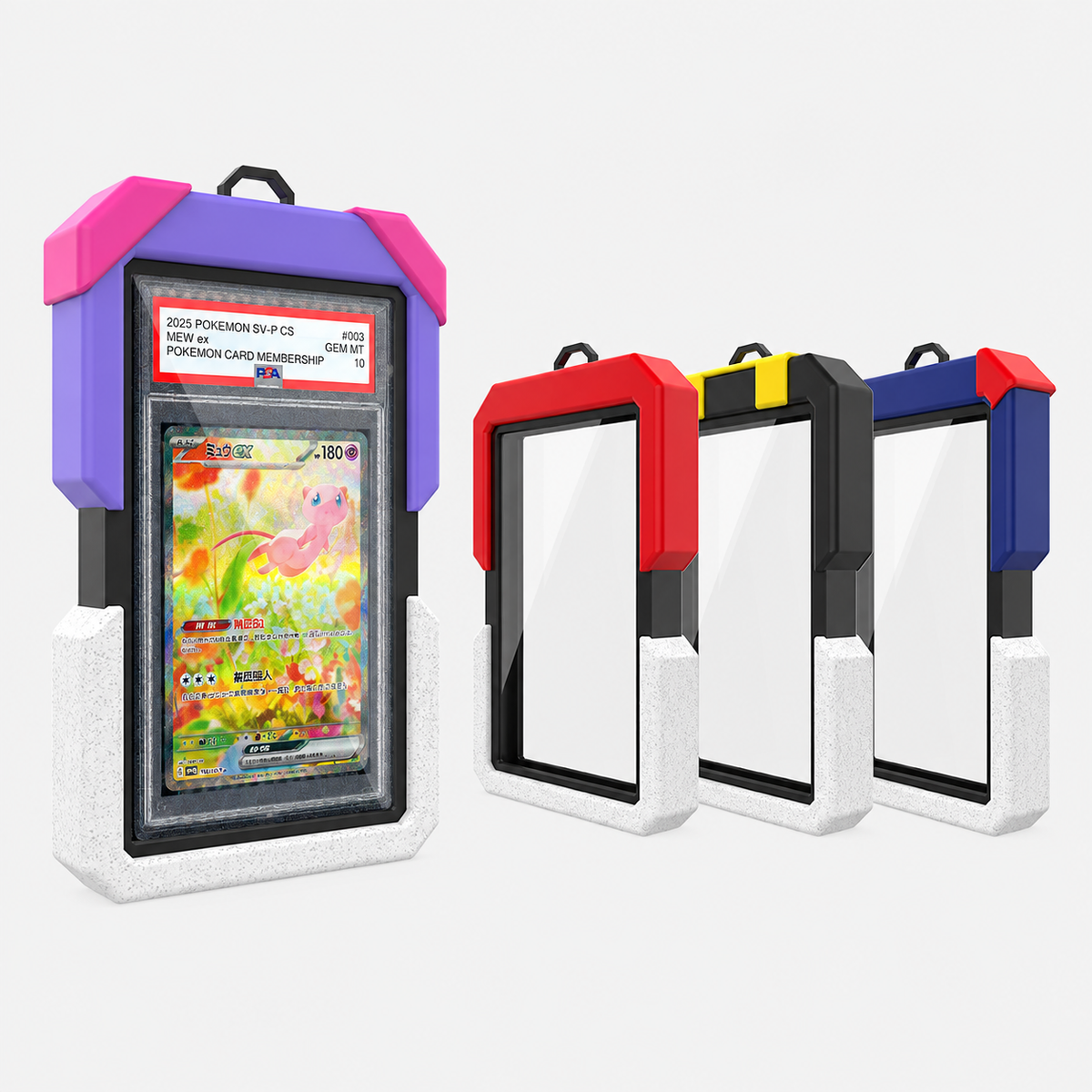 Outdoor Hard Case in four colorways, one holding a graded slab