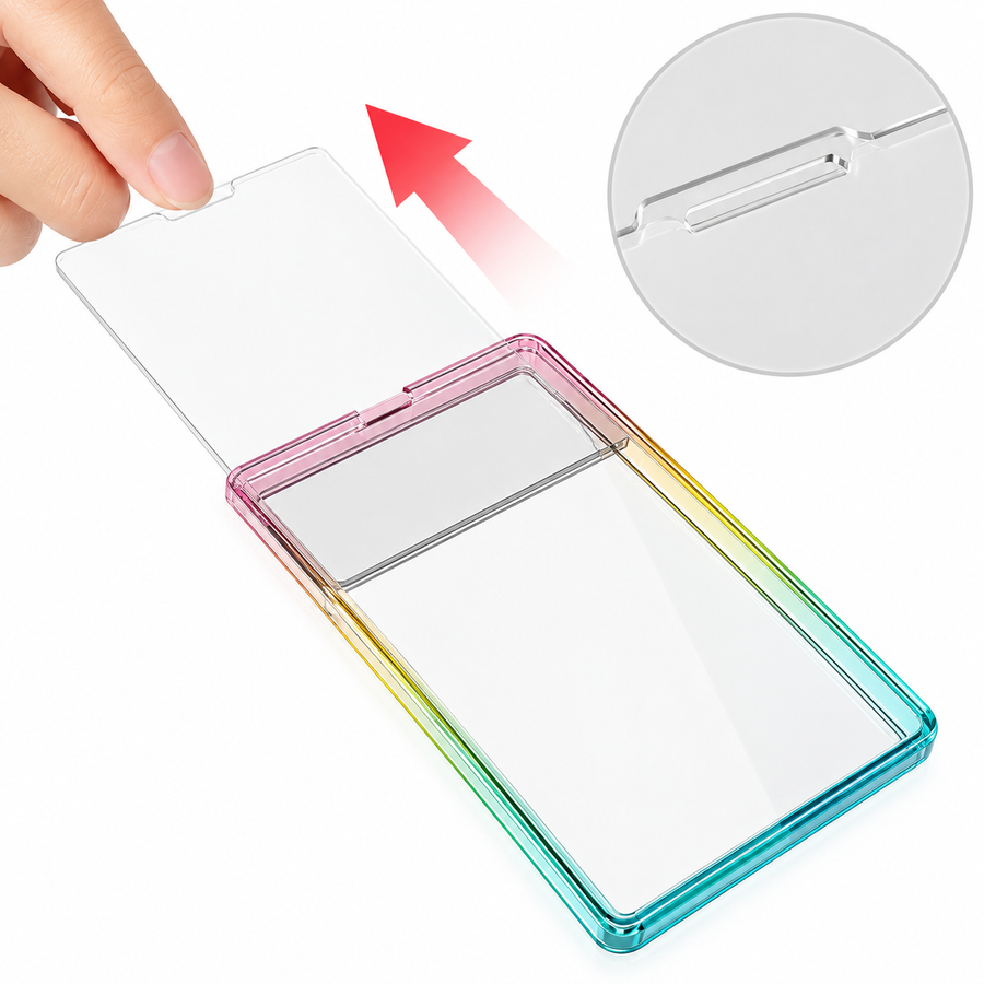 Opening the sliding cover of the case